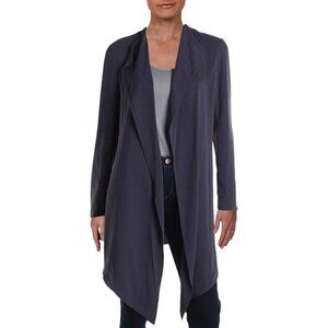 Anne Klein Gray Open Draped Front Long Jacket Asymmetrical Topper Layer Size XL